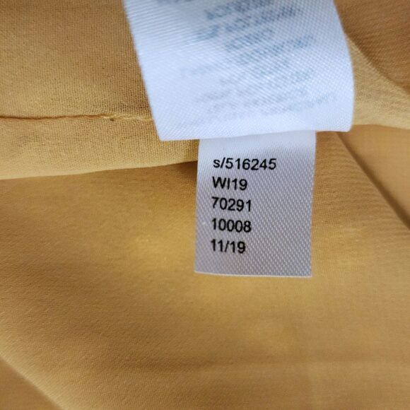 Ann Taylor Womens Geo Clip Tie Back Popover Blouse Size XL Mustard Yellow Poly - Picture 9 of 9